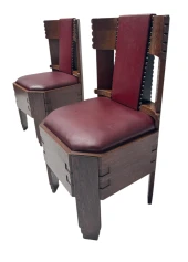 Two Art Deco Amsterdamse School Side Chairs Eibink & Snellebrand Style, 1920s